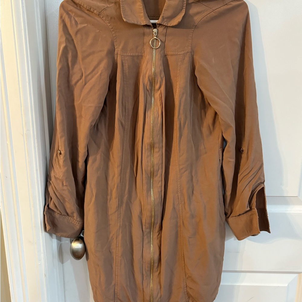 Brown Zip-Up Shirt Dress by Guess